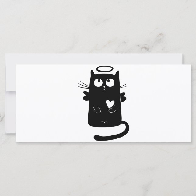 Carte Caricature de chat noir angélique (Devant)