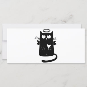 Carte Caricature de chat noir angélique