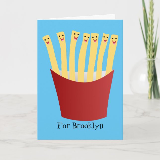 Carte Caricature de frites Cute kawaii fast food (Devant)