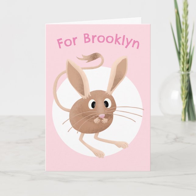 Carte Caricature de jerboa mignonne anniversaire personn (Devant)