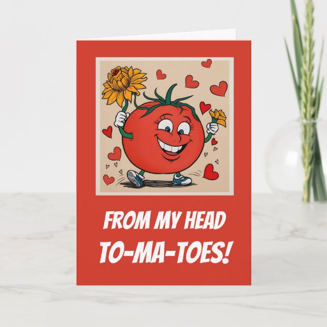 Carte Caricature de la tomate amoureuse pour l'anniversa (Devant)