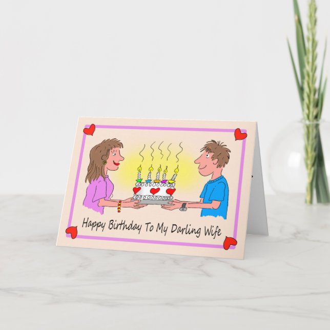 Carte Caricature de l'anniversaire de la femme Couple (Devant)