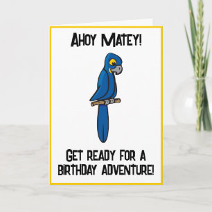 Carte Caricature de perroquet Ahoy Matey Pirate, drôle d