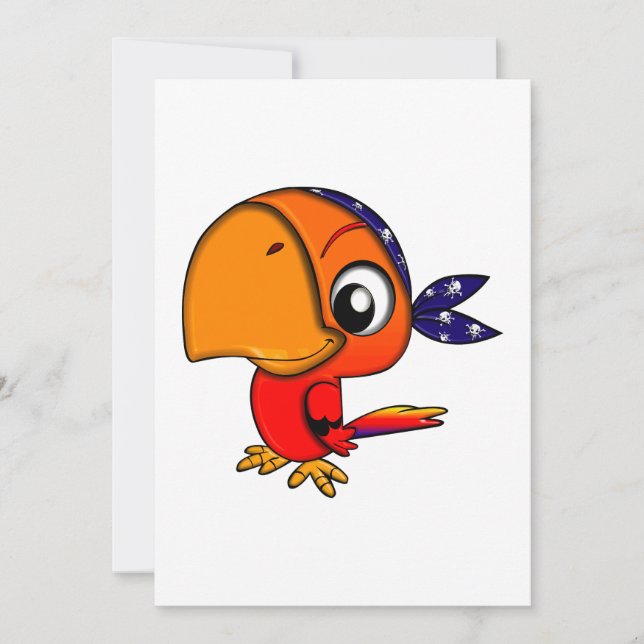 Carte Caricature de perroquet orange (Devant)