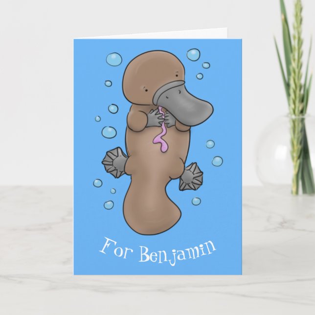 Carte Caricature de platypus bébé très heureuse (Devant)