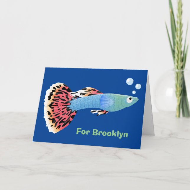 Carte Caricature de poisson tropical guppy très chic (Devant)