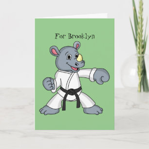Carte Caricature de rhino kung fu