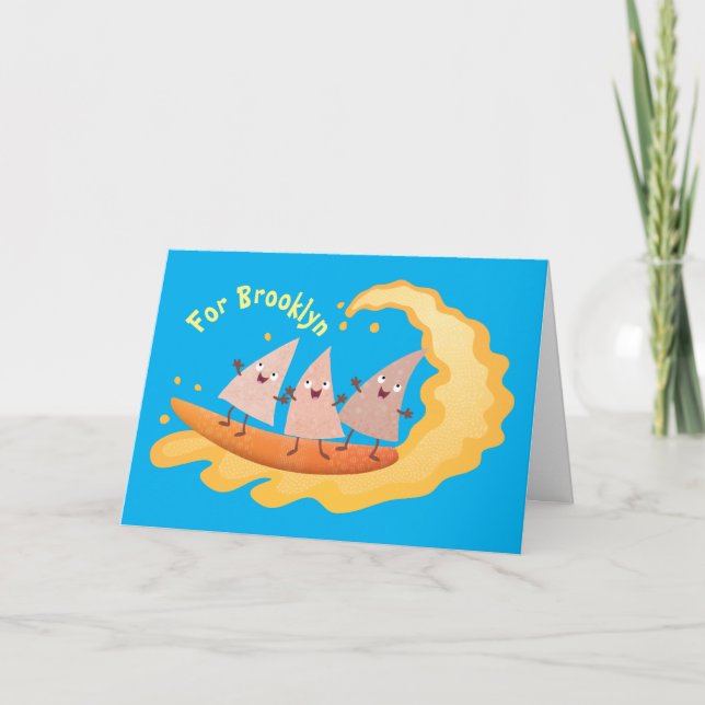 Carte Caricature de surf pour chips de maïs mignonette n (Devant)