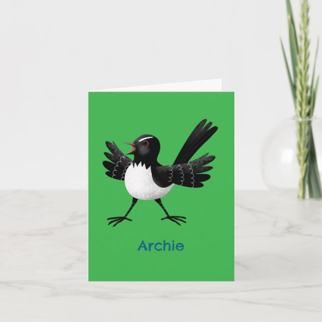 Carte Caricature de Willie Wagtail australienne personna (Devant)