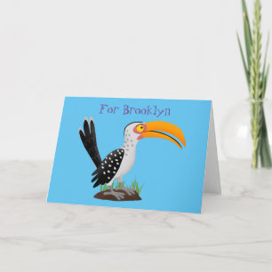 Carte Caricature d'oiseau de safari de barbecue jaune am