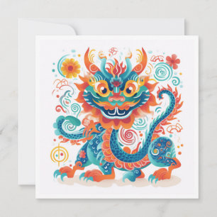 Carte Caricature Dragon chinois