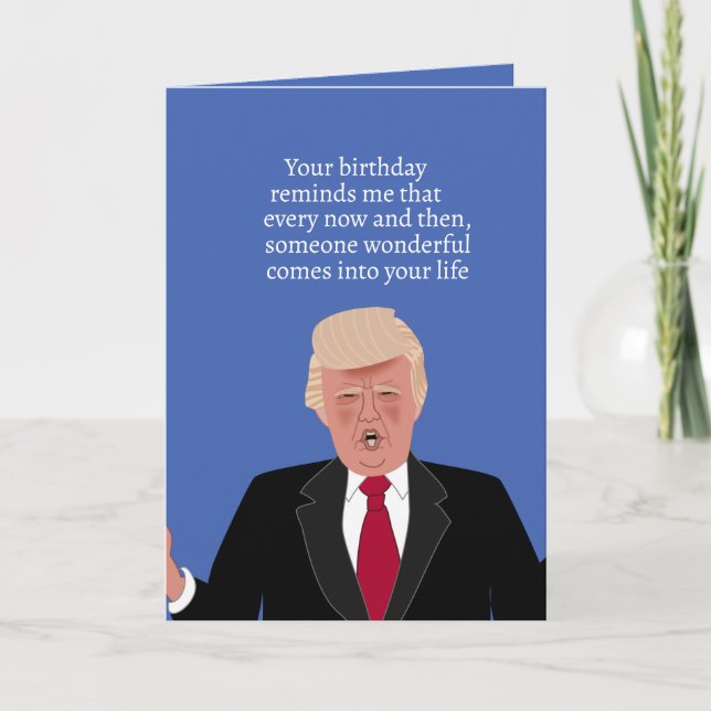 Carte Caricature drôle Donald Trump Joyeux anniversaire (Devant)