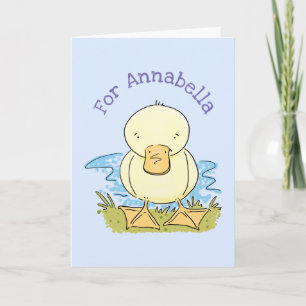Carte Caricature jaune mignon pour canard bébé