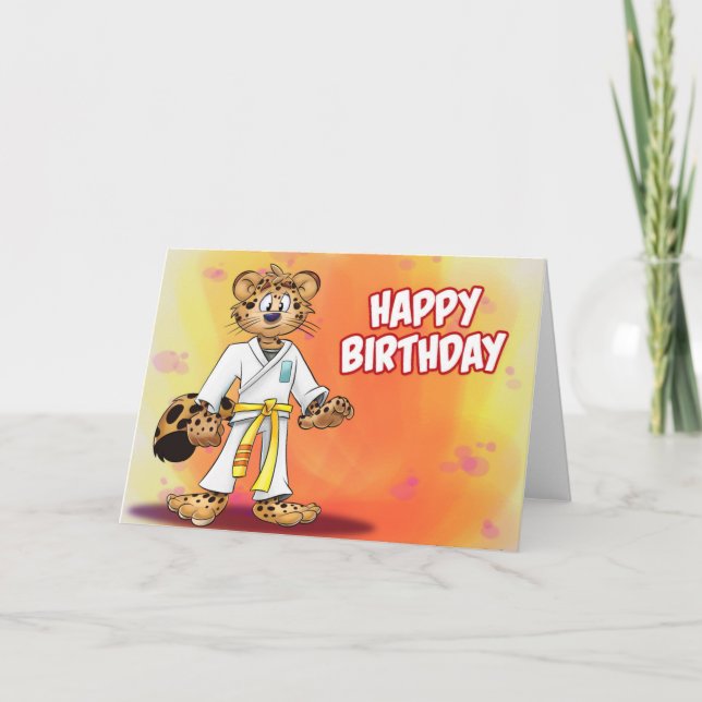 Carte caricature karaté anniversaire (Devant)