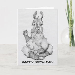 Carte Caricature llama faisant du yoga, légende : Joyeux