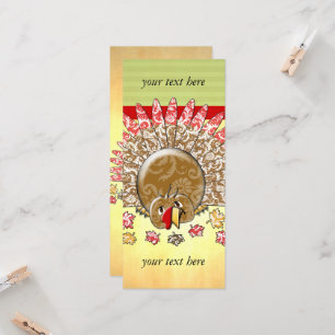 Carte Caricature mignonne Thanksgiving Turquie