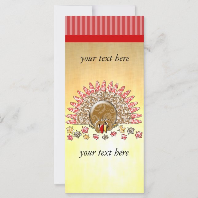 Carte Caricature mignonne Thanksgiving Turquie (Devant)