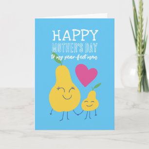 Carte Caricature Pear Fruit Pun Caricature Bonne Fête de