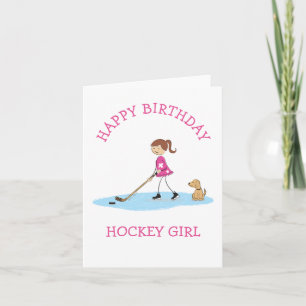 Carte Caricature pour fille de hockey personnalisée Joye