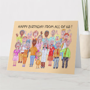 Carte Caricature souriante personnes souhaitant un joyeu