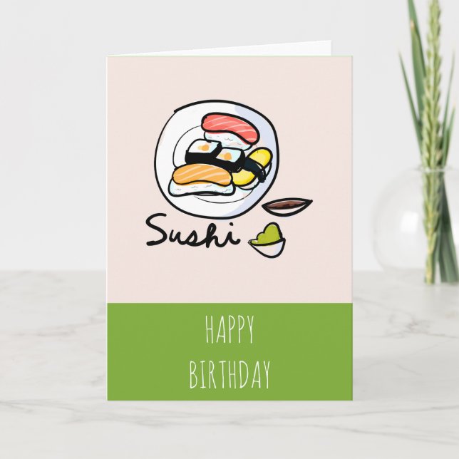 Carte Caricature sushi art japonais mignon (Devant)