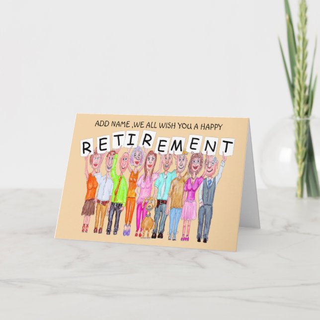 Carte Caricatures de personnes souhaitant une retraite h (Devant)