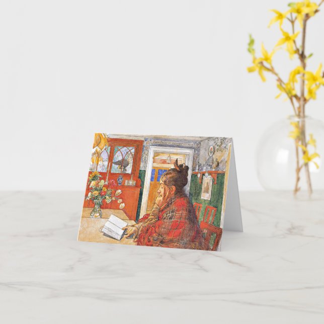 Carte Carl Larsson - Karin Reading (Fleur jaune)