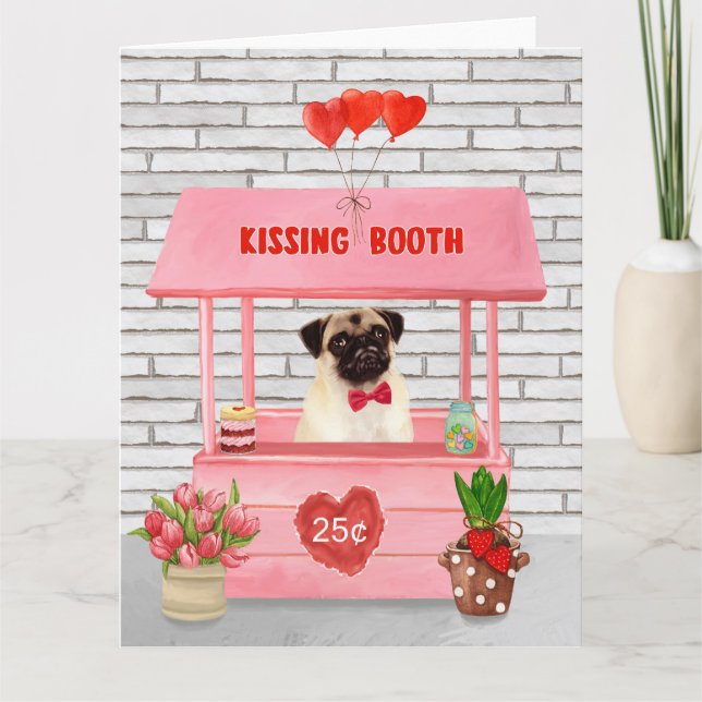 Carte Carlin Chien Valentine's Day Kissing Booth (Devant)