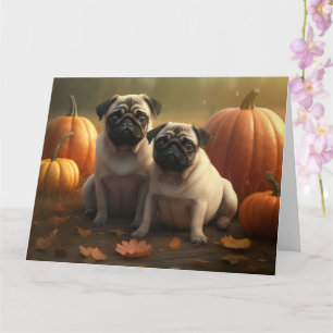 Carte Carlin Chiot Automne Citrouille de plaisir