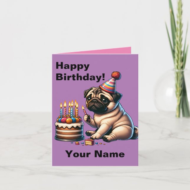 Carte Carlin d'anniversaire Accueil personnalisé (Devant)