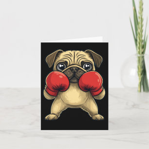 Carte Carlin De Chien Habillé Comme Un Boxer Drôle Boxe