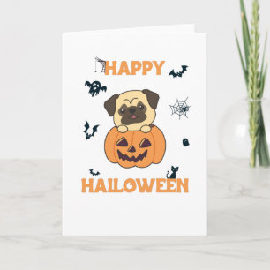 Carte Carlin En Chiens Doux Citrouilles Bonne Halloween