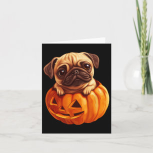 Carte Carlin En Citrouille Halloween Pugkin mignonne Car