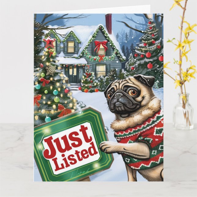 Carte Carlin Festive Humour Realtor Noël (Fleur jaune)