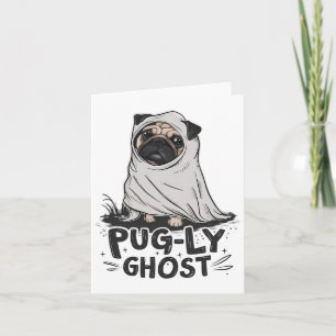 Carte Carlin-ly Ghost Funny Chien Puns Halloween Proprié