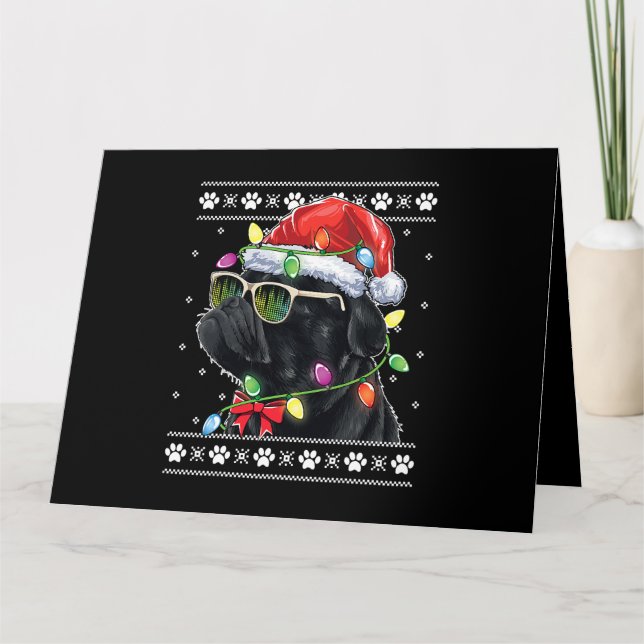 Carte Carlin noir Arbre de Noël Chien Maman Papa Chandai (Devant)