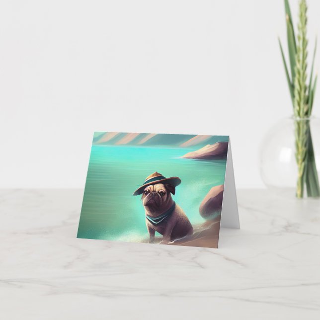 Carte Carlin profitant de la peinture sur plage (Devant)
