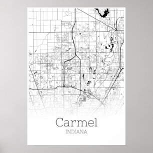 Carte Carmel - Indiana - Affiche de la carte de la