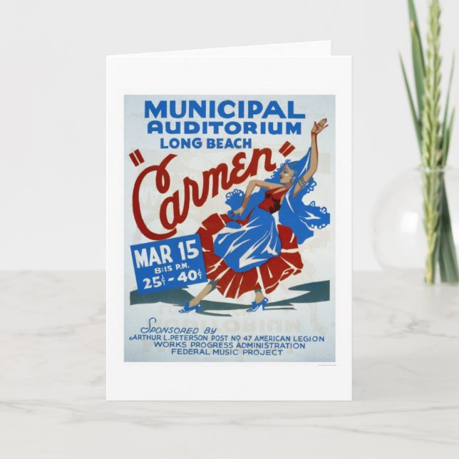 Carte Carmen Long Beach 1938 WPA (Devant)