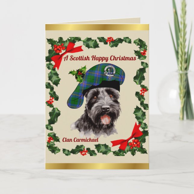 Carte Carmichael Scottie Dog Noël personnalisé (Devant)