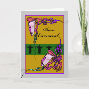 Carte Carnaval de Bom, Carnaval heureux en portugais, Ma