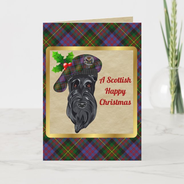 Carte Carnegie Badge & Tartan - Noël personnalisé (Devant)