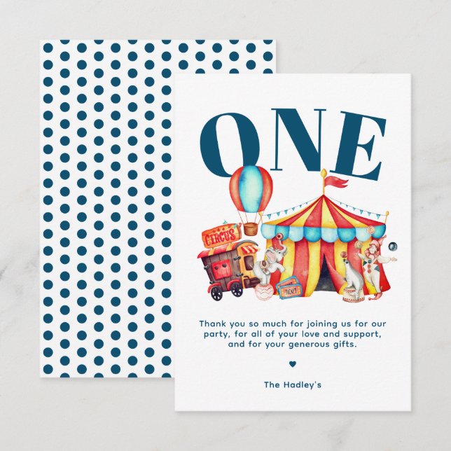 Carte Carnival cirque Big Top Merci bleu (Devant / Derrière)