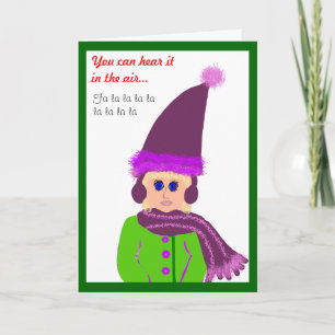 Carte Caroler de Noël pour fille aux yeux bleus