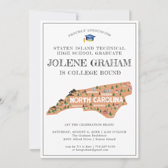 Carte Caroline du Nord | College Bound Graduation Party (Devant)