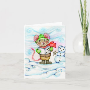 Carte Caroling Christmas Mouse mignonne Animal Grete Car