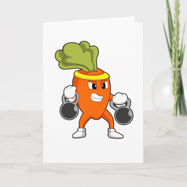 Carte Carotte à Fitness avec haltères (Devant)