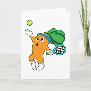 Carte Carotte au tennis avec raquette de tennis