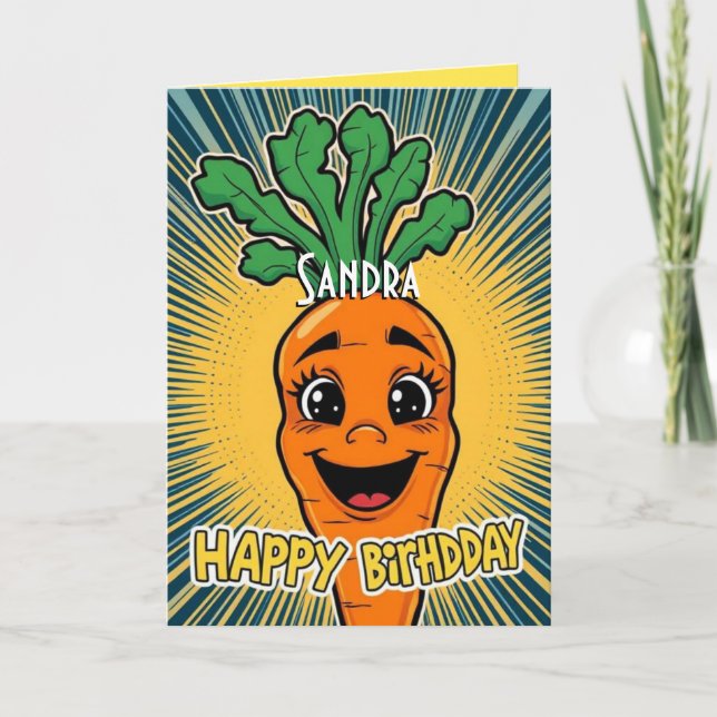 Carte Carotte drôle Joyeux anniversaire (Devant)