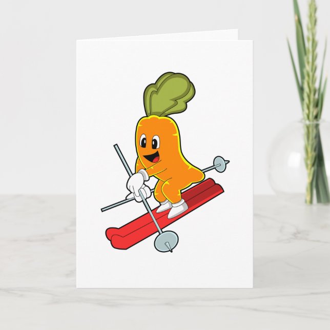 Carte Carotte en skieur avec ski (Devant)
